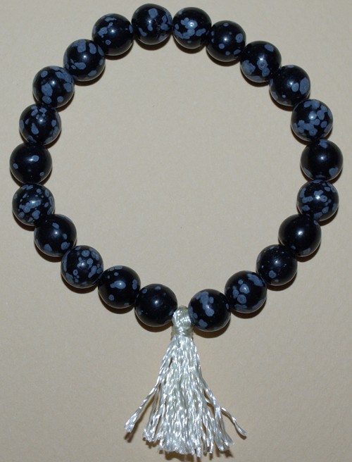 Bracelet Obsidienne flocons de neige - 17cm