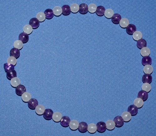 Bracelet de Cheville "Amour Divin" : Améthyste et Quartz rose
