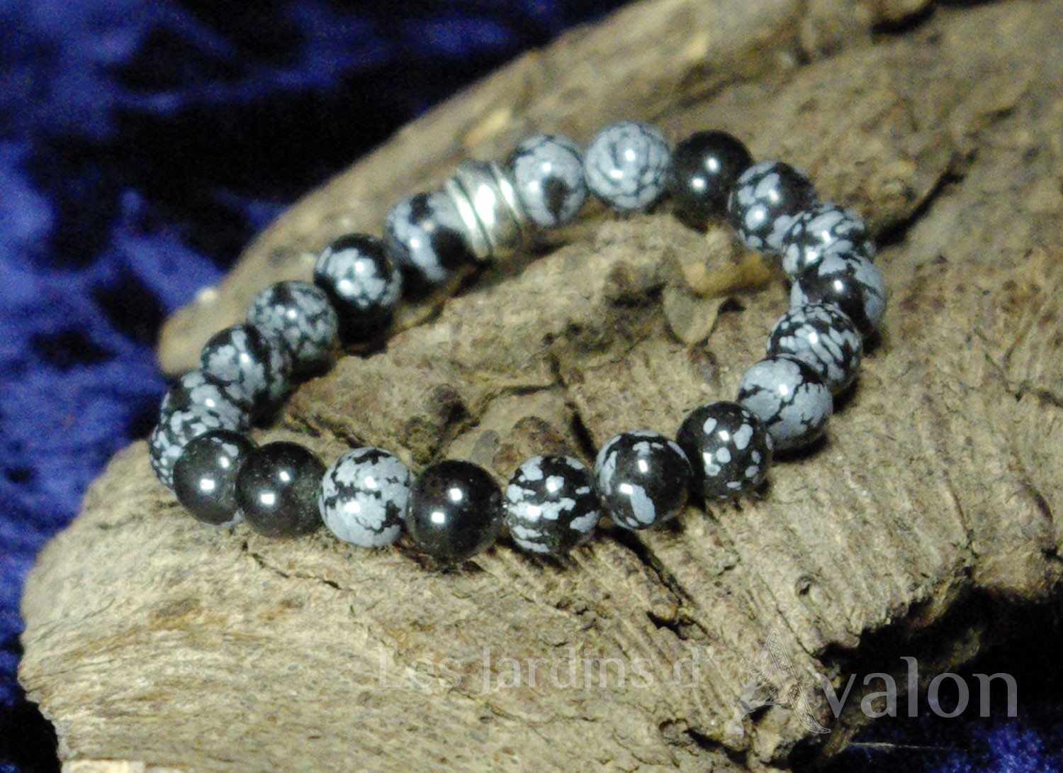 Bracelet Obsidienne flocons de neige