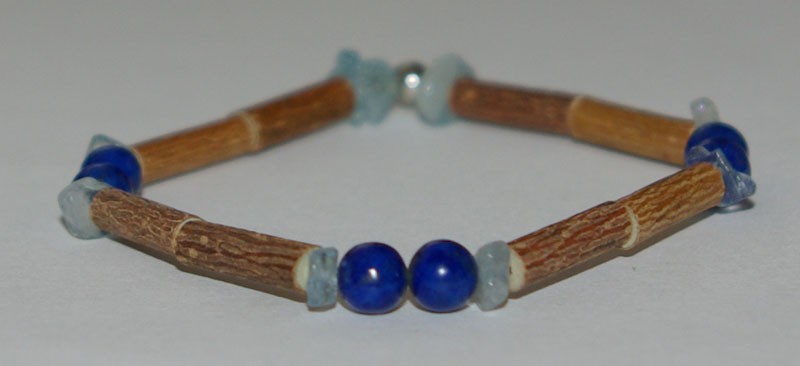 Bracelet de Noisetier et Lapis lazuli / Aigue-marine (baroque) - Taille Femme/Ado