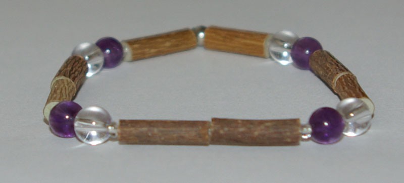 Bracelet de Noisetier et Quartz / Améthyste - Taille Femme/Ado