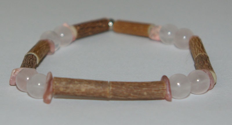 Bracelet de Noisetier et Quartz rose / Rhodochrosite (baroque) - Taille Femme/Ado