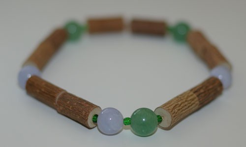 Bracelet de Noisetier et Aventurine / Calcédoine bleue - Taille Homme