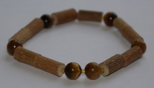 Bracelet de Noisetier et Oeil de tigre - Taille Homme