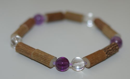 Bracelet de Noisetier et Quartz / Améthyste - Taille Homme