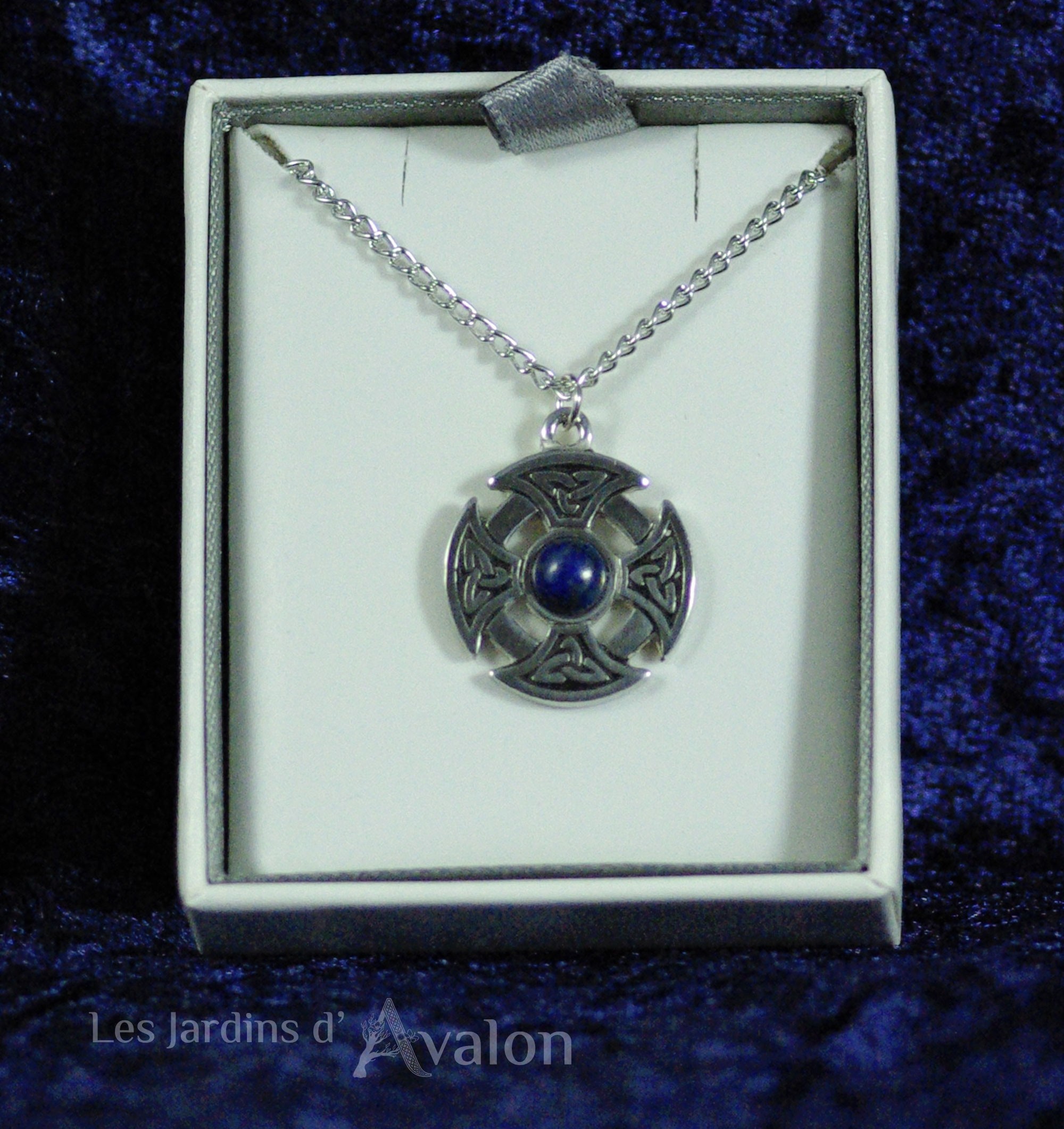 Tour de cou Croix celtique - lapis lazulis