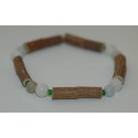 Bracelet de Noisetier et Jade de Birmanie / Pierre de lune blanche - Taille Femme/Ado