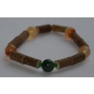 Bracelet de Noisetier et Agate mousse verte / Agate orange - Taille Femme/Ado