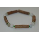 Bracelet de Noisetier et Jade de Birmanie / Pierre de lune blanche - Taille Femme/Ado